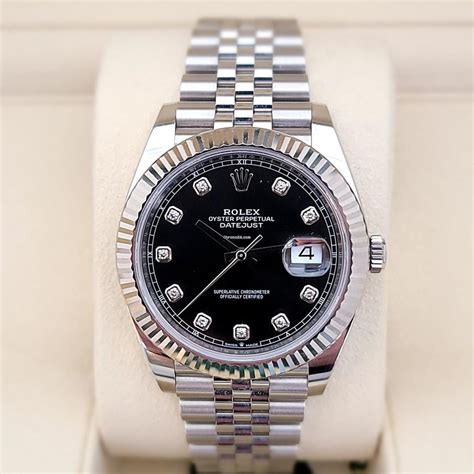 rolex datejust 2 black face diamond dial|rolex datejust 41 diamond bezel.